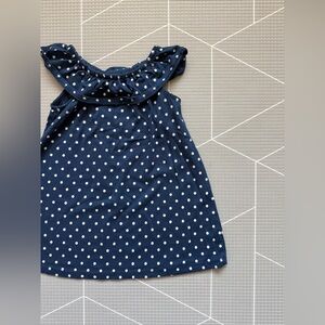 Wonder Nation|Baby girl/toddler Navy Polka Dot Ruffle Neck Dress,Summer style 2T
